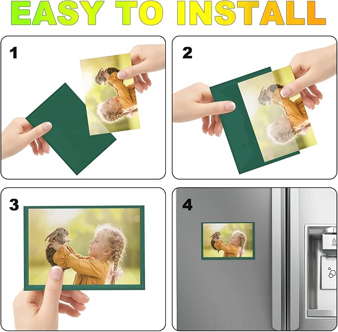 CHUNNIAO Green Magnetic Picture Frame 4X6 for Refrigerator 10 Pack,Photo Magnets Sleeves
