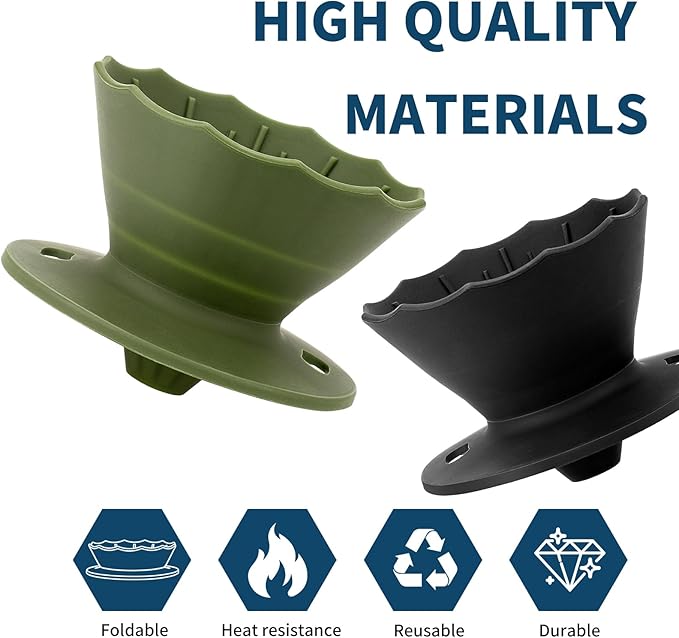 MERMOO YILAN Collapsible Coffee Dripper, Silicone Pour Over Coffee Filter Holder - Portable Reusable Foldable Coffee Maker Cone for 1~2 Cups, Travel, Camping, Gift (Green)