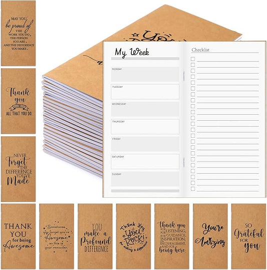 Yeaqee 50 Pcs Employee Appreciation Gifts Undated Weekly Pocket Planners Bulk to Do List Inspirational Habit Track Notebooks for Teacher Boss Nurse Volunteer Social Worker(Motivational)