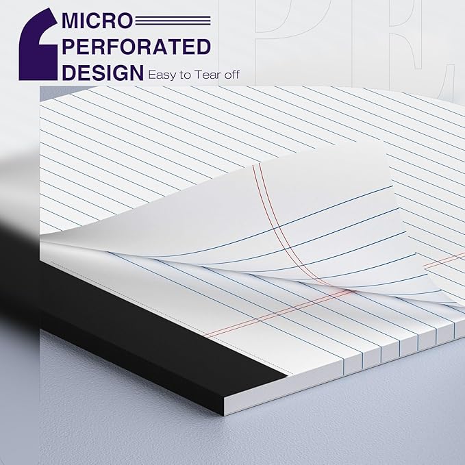 24 Pack Legal Pads 8.5 x 11 College Ruled Note Pads 8.5 x 11 Notepads 8.5 x 11 Micro Perforated Writing Pads 8.5 x 11 Pads of Paper Lined White Paper, 50 Sheets per Notepad for Home, Office, School