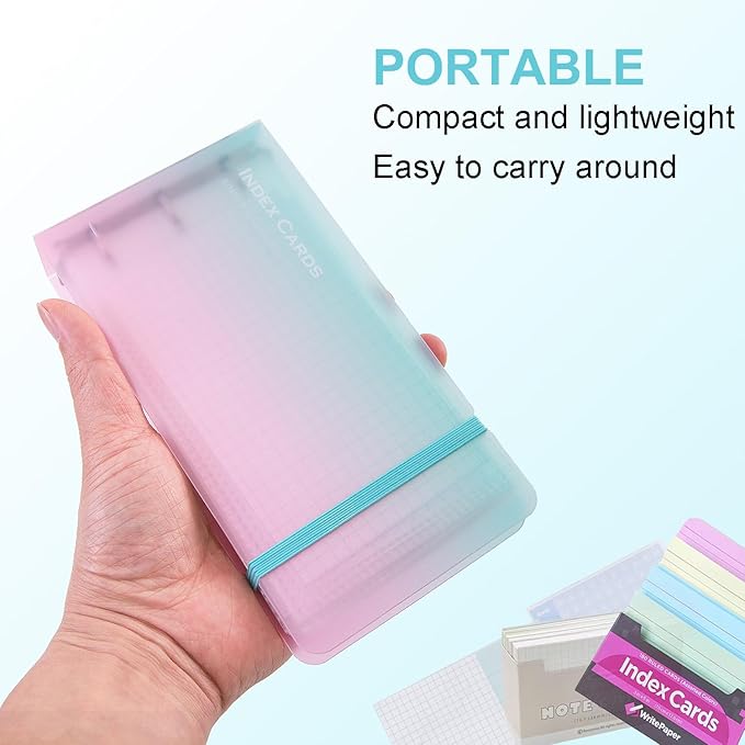 3×5” index card Binder organizer with Plastic pocket Sleeves, small organized folder for recipes Flashcards,portable notecards case holder (2pcs colorful)