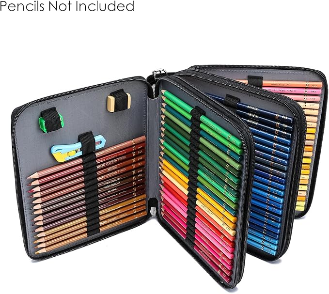 YOUNGCOL 120 Slots Colored Pencil Case Color Pencil Organizer Storage Large Capacity Pencil Case (Black + Retro Flower)