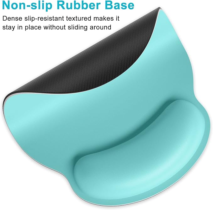 Dapesuom Ergonomic Mouse Pad with Wrist Support, Comfortable Memory Foam Wrist Rest for Easy Typing Pain Relief, Cute Computer Gaming Desktop Mouse Mat with Non-Slip Base for Laptop Office, Lake Green