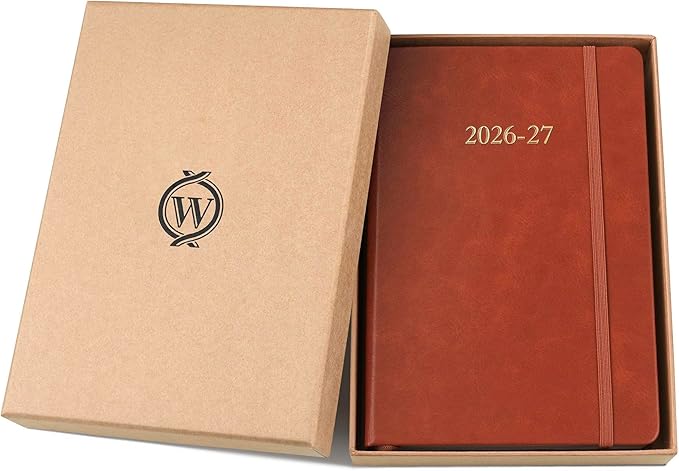 Wykeham's Executive 2026-27 Daily Journal Planner – Customization Available – Mid-Year Academic Diary – July 2026 to June 2027 (Brown, 8.5"×5.5")