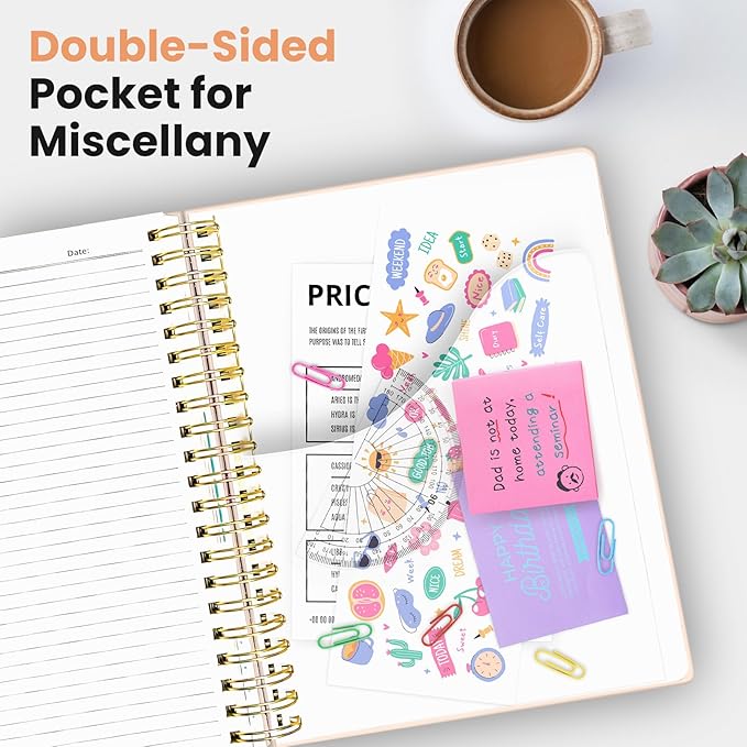 Large Spiral Notebook with Dividers & Tabs, 8.5" x 11" Hardcover 5 Subject Notebook for Work, 280 Pages, College Ruled, Cute Journal for Women, Perfect for Study & Office Note Taking, Loyal Friends