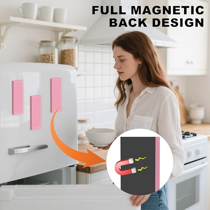 Magnetic Notepads Note Pads for Fridge with Full Magnet Back, 180 Sheets Colored Lined Refrigerator Notepad, 30 Sheets Per Pad for Grocery List, Shopping List, Office, Home, To-Do Lists & Memos