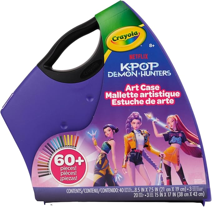 Crayola Kpop Demon Hunters Art Case (40+pcs), Coloring & Sticker Craft Kit, Gift for Kids & Teens, Travel Activity Set, Ages 8+
