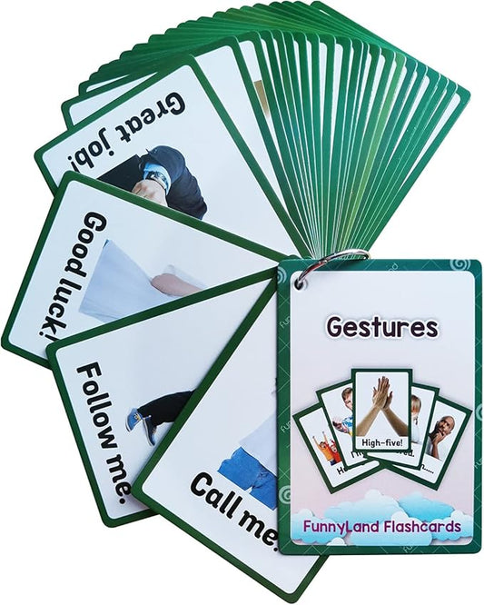 Lilias Gestures Flash Cards, Toddler Learning Toys, Preschool Learning Toys, Homeschool Supplies, Learning Supplies for Kindergarten, 4.3 X 3.14 Inch, 26 Cards in Set
