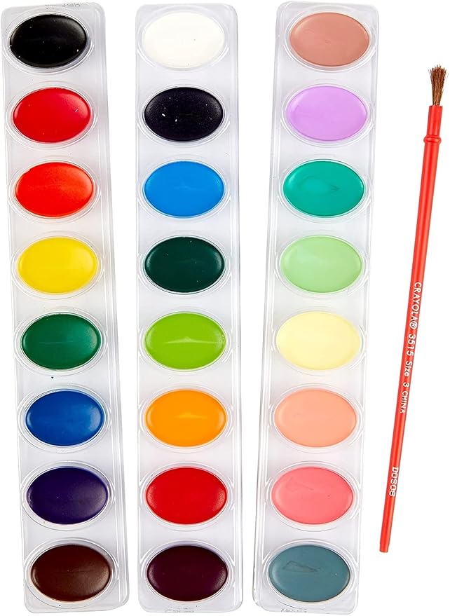 Watercolor Paint Set - Includes 24 Watercolor Paint, 8 Paintbrushes for Kids - Ultimate Washable Paints Watercolors Supplies Set - Water Color Painting Kids, 9 Piece Set Gifting bundle
