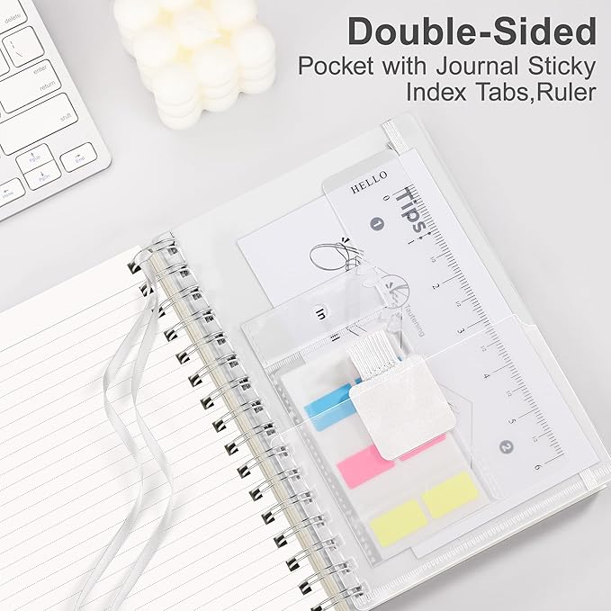 RETTACY Spiral College Ruled Notebook, 3-Pack, 160 Pages per Pack, A5 Medium Size (5.7" x 8.3"), for School, Work, Writing, Journaling, 100 GSM Thick Paper, Flexible Plastic Cover