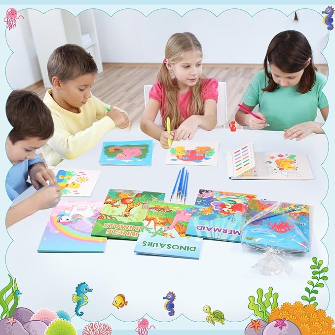 Pasimy 6 Sets Paint with Water Coloring Books for Toddlers 5. 5 x 8. 1 Inch Large Water Coloring Books Mess Free Painting Activity for Goodie Bag Filler Classroom Prizes Birthday Return Gifts Supplies