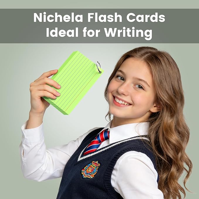 300 Count Index Cards 3 x 5 Inch Green Flash Cards with Ring, Heavy Flashcards College Ruled Home Organization, Durable Study To Do List Note Cards with Ruled Lines for Office & School Supplies