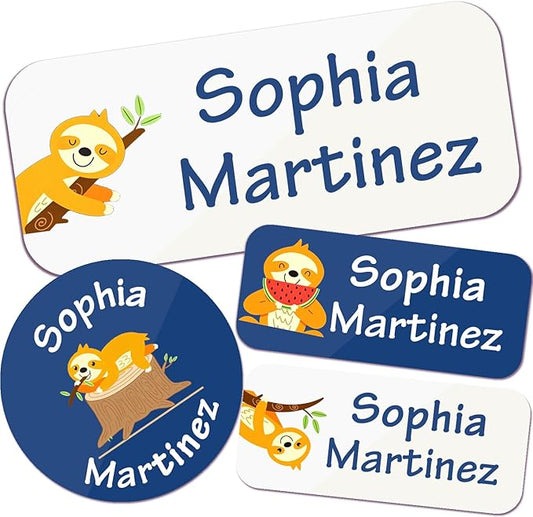 Waterproof Custom Name Stickers (135 Labels) - Personalized Daycare Labels for Clothing, Water Bottles, Lunch Boxes & School Supplies - Ideal for Camp & Daycare - No-Iron (Little Monkey)