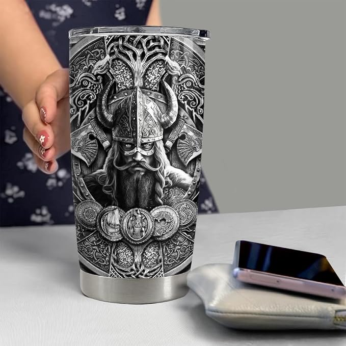 Viking Cup Tumbler 20oz Viking Gift for Men Vikings Stainless Steel Insulated Tumblers Coffee Travel Mug Gifts for Birthday Christmas