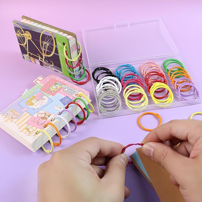 60 Pack Color Binder Rings, 1 1/5 Inch Metal Rings for Index Cards, for Book Rings, Flashcard Rings, Key Rings or Keychains, School, Office, Home Loose Leaf Binder 12 Colors