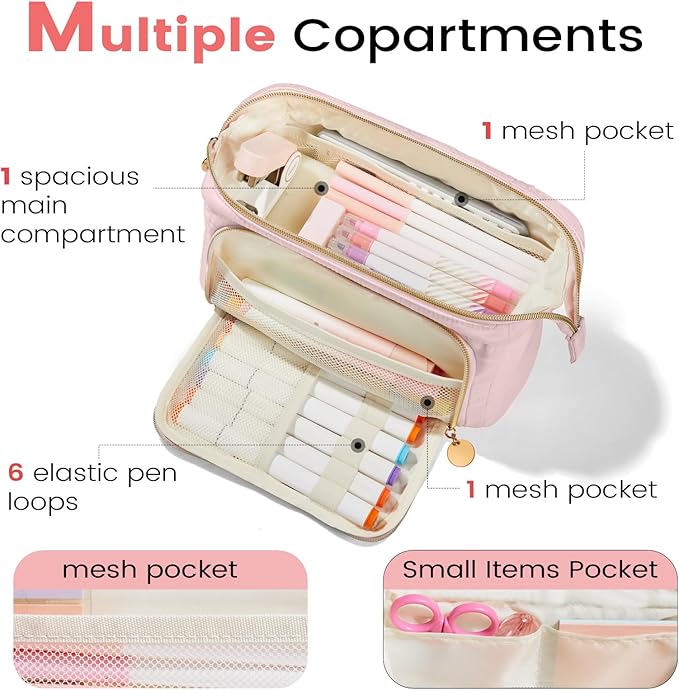 Sooez Large Pencil Case Pouch, Soft Pencil Bag with Zipper, Pen Bag Wide Opening, School Supplies Cute Pencil Case for Girls Boy Men Women, Green