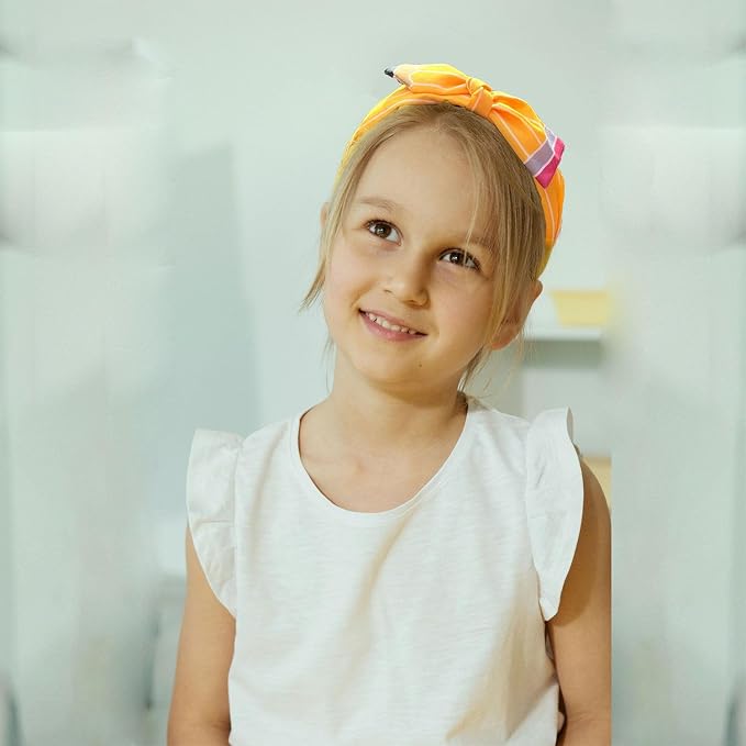 First Day of School Outfits for Girls, Pencil Hairband Headband Hair Bow Clip Uniforms, First Day of Kindergarten Preschool Outfits for Girls, Back to School Girl Headband