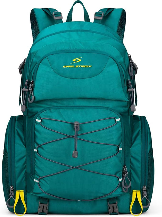 Maelstrom 40L Waterproof Hiking Backpack, Lightweight Travel Daypack | Rain Cover,Hydration-Ready, Tripod Straps, Load Compression, Survival Whistle, Perfect For Men, Women,Camping,Travel