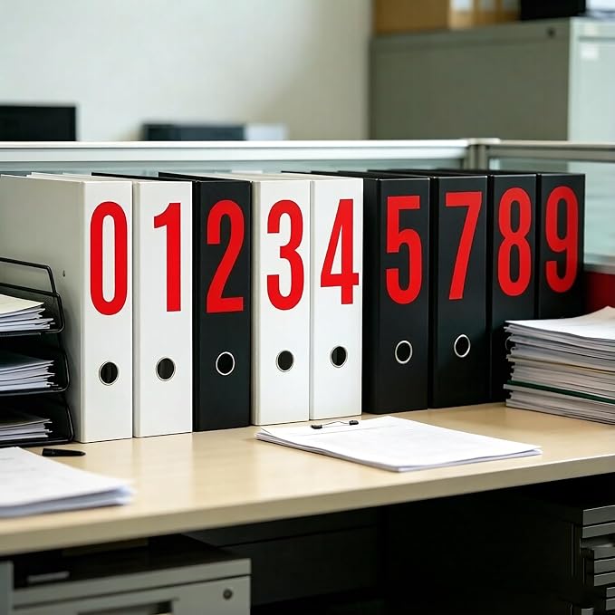 Self Adhesive Numbers 4 Inch, 6 Sheets Large Waterproof Number Stickers for House Numbers, Safety Signs, Notice Boards, Outdoor Displays and Property Identification (Red)