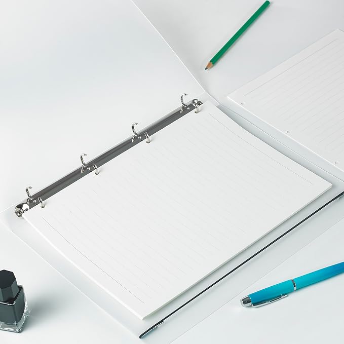 A4 Lined Loose Leaf Refill Paper, 10mm Ruled 4-Hole Punched, 135 Sheets