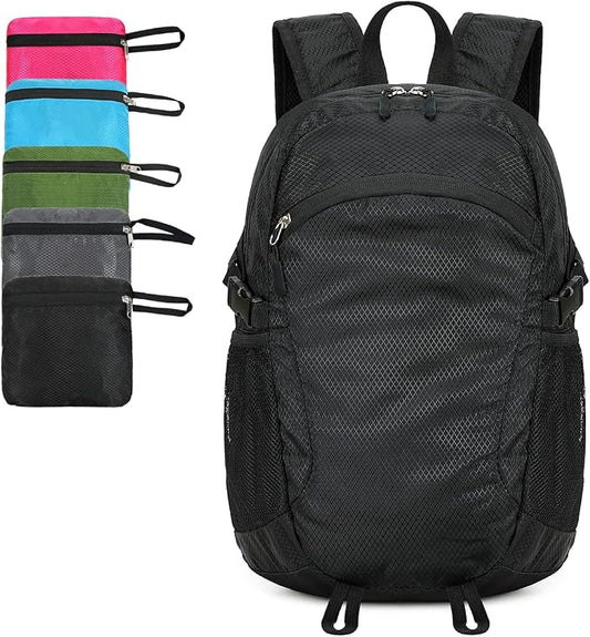 Small Hiking Backpack Travel Lightweight Hiking Packable Daypack Water-Resistant Foldable Ultralight Backpacks 15L for Travel Women Men Camping (Black)