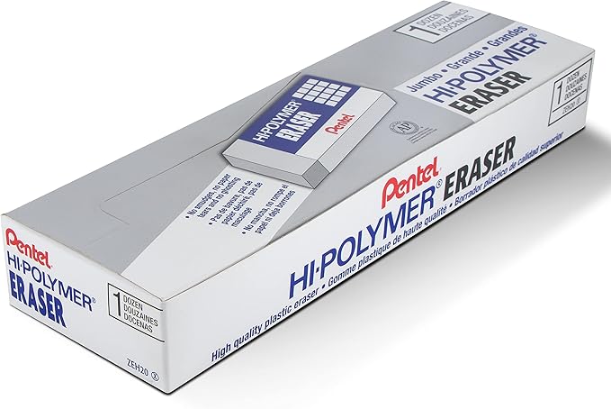 Pentel Hi-Polymer Eraser, Jumbo Size 12 pack(ZEH-20)