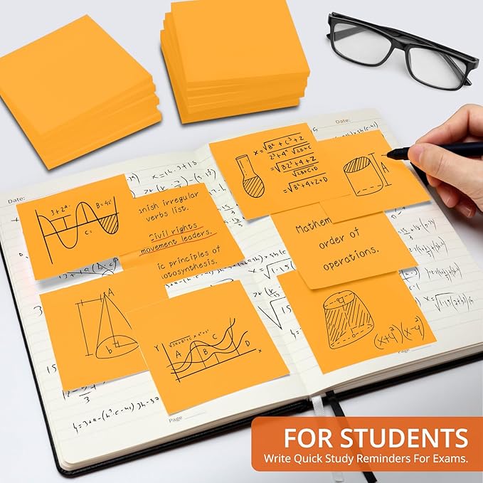 Sticky Notes, 36 Pads, 3x3 Inches Self-Stick Note Pads, Perfect for Office, Study, and Daily Life Organization - Orange