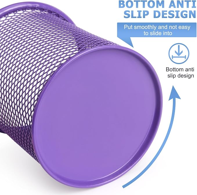 Tamaki Pen Holder Cup for Desk, Wire Mesh Pencil Cup Holder, Purple | Pen Cup for Desk Office Pen Organizer