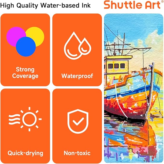 Shuttle Art 80 Colors Dual Tip Acrylic Paint Markers, Brush Tip and Fine Tip Acrylic Paint Pens for Rock, Ceramic, Wood, Canvas, Plastic, Glass, Stone, Calligraphy, Card Making, DIY Crafts