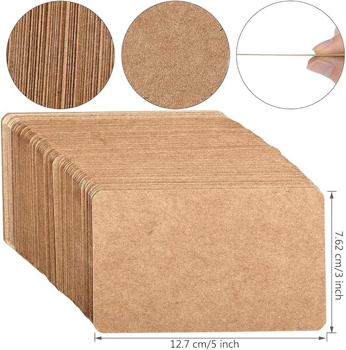 200 Pack Kraft Paper Cards 3 x 5 Inch Index Cards Blank Kraft Note Cards Ideal for Home, Office, School, DIY Projects