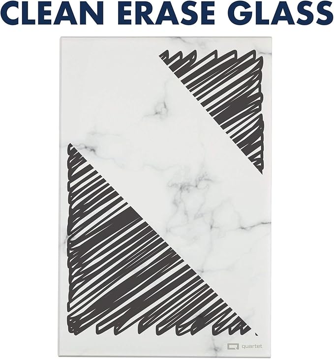 Quartet Glass Desktop Notepad, 9" x 6", Whiteboard, Dry Erase Surface, Marble/White,2 Pack (GDP96)