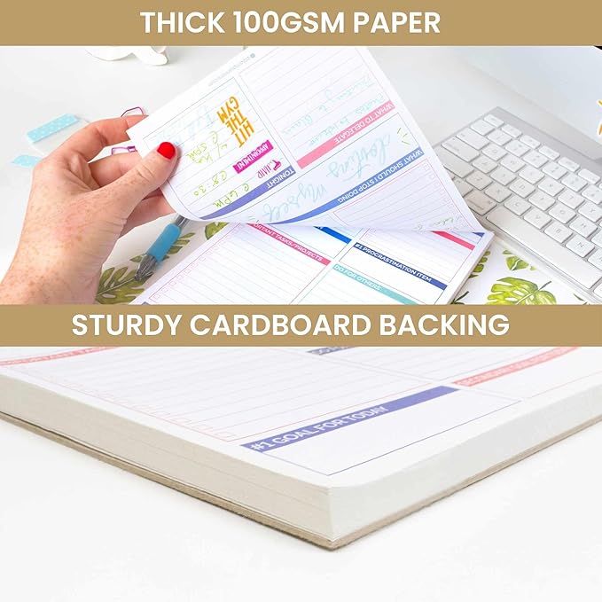 bloom daily planners Double Sided Daily To Do List Planning Pad - 80 Tear Off Sheets for Work, Home or Office Organization (Teal) - 6" x 9"