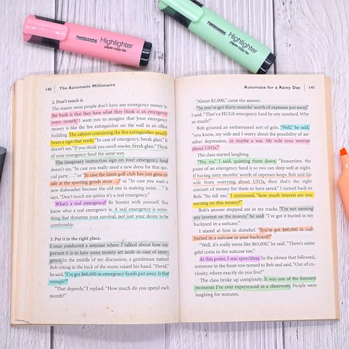TWOHANDS Highlighters, 8 Assorted Pastel Colors, Chisel Tip Marker Pen,with Large Ink Reservoir for Extra Long Marking Performance 20208