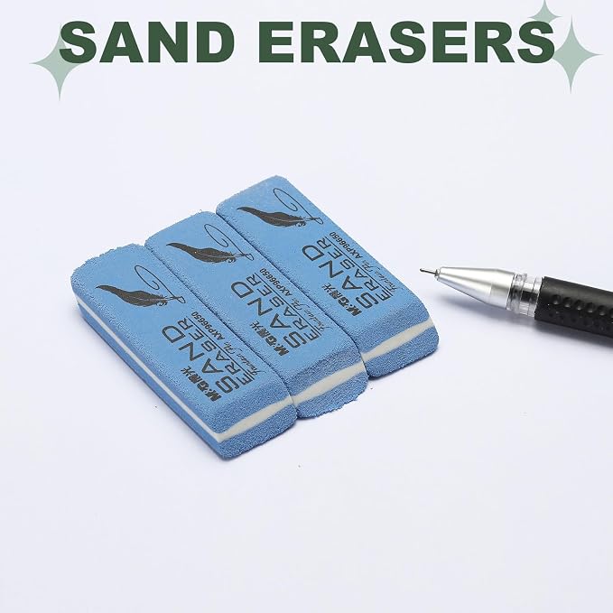 PATIKIL 18 Pcs Sand Erasers, Frosted Eraser Block Easy to Clean Durable Bulk for Gel Ink Ballpoint Fountain Pen Office, AXP96650, Blue