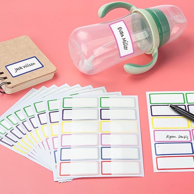 Name Labels for Kids Stuff Daycare, Waterproof Daycare Labels for Baby Bottles, Water Bottle Label, 120 PCS Kids Name Tags Stickers for School Supplies Self-Laminating, Dishwasher Safe, Personalized