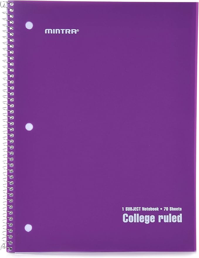 Mintra Office Spiral Notebooks, Wirebound, Journals for School, Work, Business, Aesthetic Stationery, Writing Pads, Teacher & Student Supplies (6, Solid Color, College)