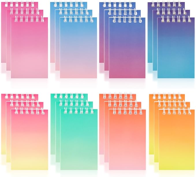 Hooqict 24 Pack Mini Pocket Notebooks Bulk Small Spiral Notebook Colorful Notepads Memo Note Pads for Kids Party Favors, Nurse, Office, Classroom School Supplies, 3.9 x 2.4 Inch