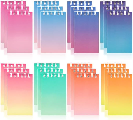 Hooqict 24 Pack Mini Pocket Notebooks Bulk Small Spiral Notebook Colorful Notepads Memo Note Pads for Kids Party Favors, Nurse, Office, Classroom School Supplies, 3.9 x 2.4 Inch