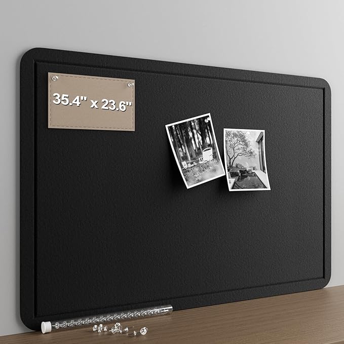 Felt Bulletin Board for Wall 36" x 24" Unfolded Size, Frameless Felt Pin Board, Soft Cork Board Alternative for Office, Home Planning, Notes, Photos & Wall Decor, Foldable Shipping, Easy Install