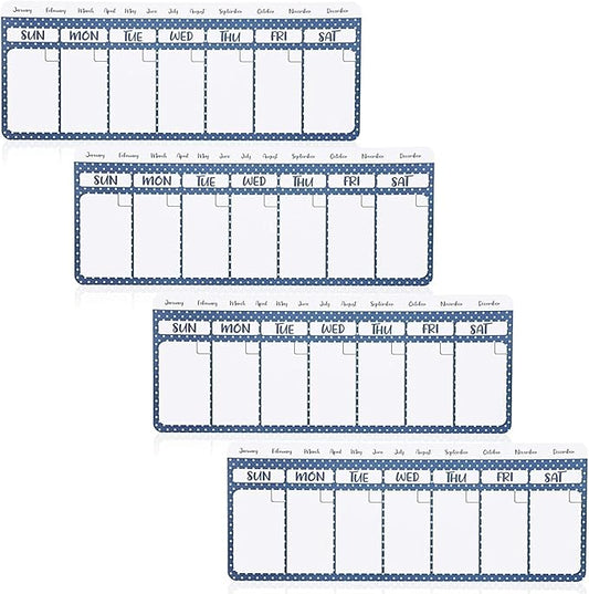 Juvale Dry Erase Weekly Calendar Magnet - Magnetic Calendar for Refrigerator - Dry Erase Weekly Planner - Desk Decor & Office Desk Accessories - 11"x 4.2", Pack of 4