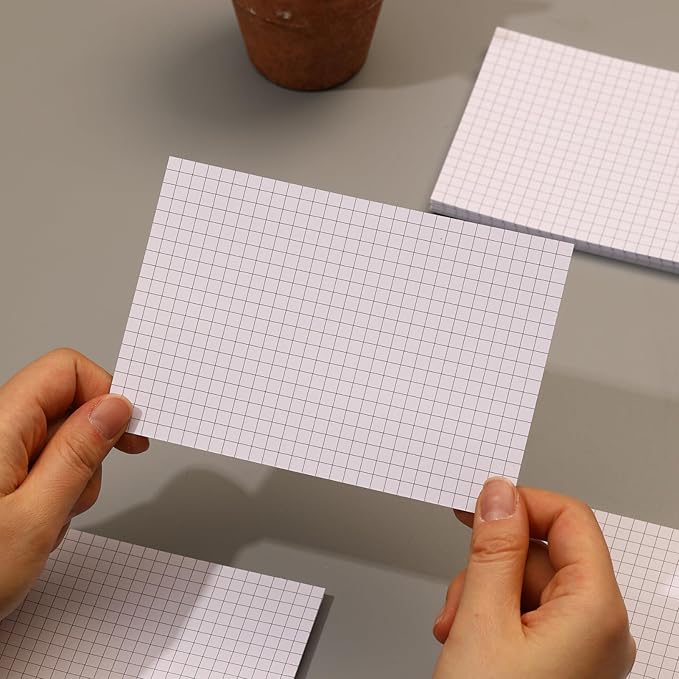 100 Count Extra Heavyweight Grid Index Cards 4x6 Inch 92lb Weight Double Sided Graph Ruled Notecards Thick Flash Cards for Note-Taking, Studying, and Organization, Ideal for School, Home and Office