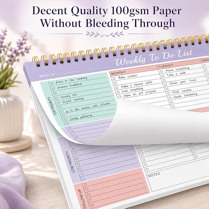 Weekly To Do List Notepad with 52 Undated Sheets（8.5"×11"）- Weekly Desk Planner Pad with Spiral Binding for Women & Man, Office, School and Home Personal Organizer