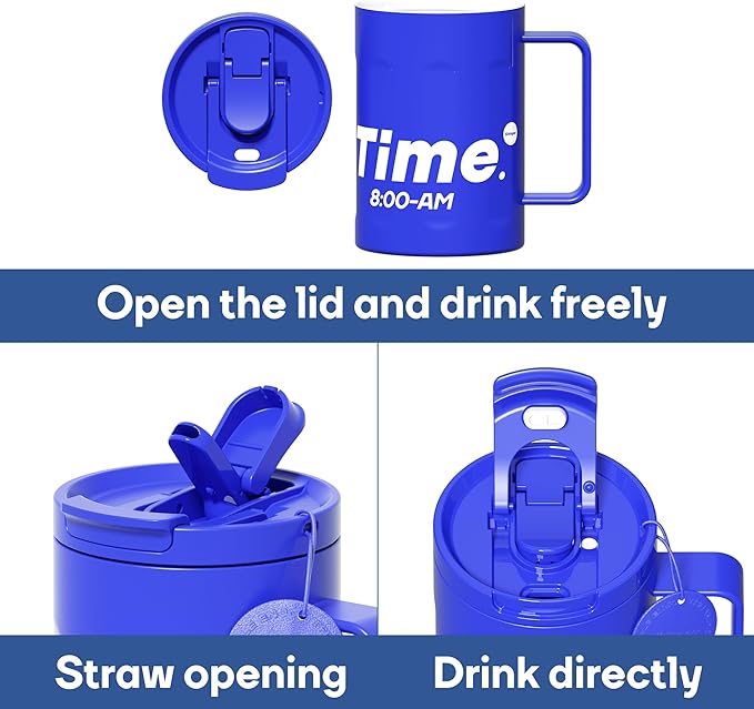 18 oz Stainless Steel Insulated Coffee Mug with Handle and Lid, Double Wall Vacuum Travel Mug, Tumbler Cup with Sliding Lid, Resuable Insulated Coffee Tumbler, Blue