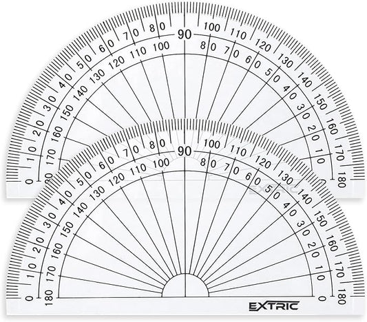 Protractor for Geometry, 4 Inch Clear Plastic Protractor for Woodworking, 2 Count Protractors for Classroom 180 Degrees, Math Protractors