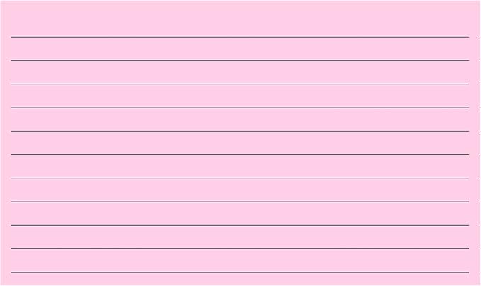 Colonial Cards: 150 Color Cardstock 3" x 5" Index Cards, Pink, Lined Landscape Format