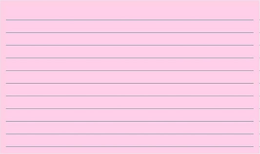 Colonial Cards: 150 Color Cardstock 3" x 5" Index Cards, Pink, Lined Landscape Format