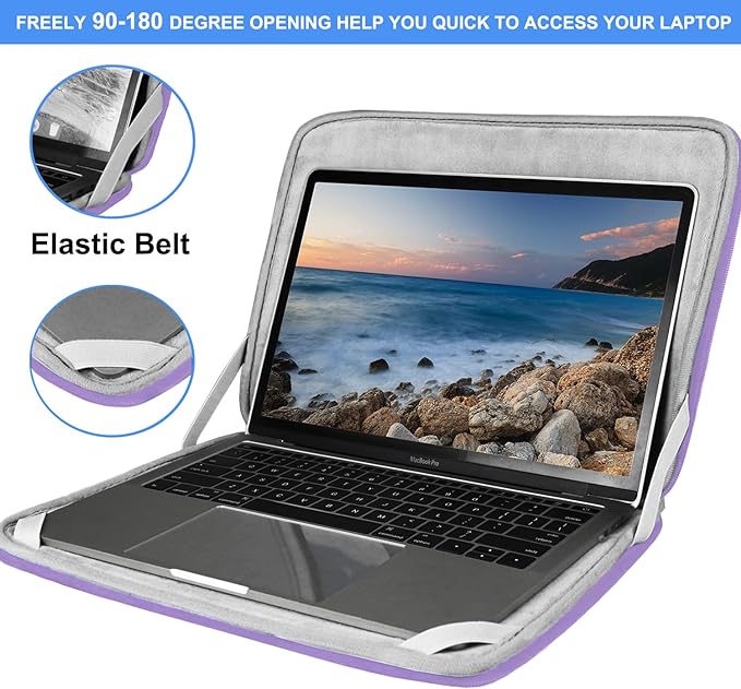 14 inch Laptop Case, Shockproof Protective Computer Sleeve Flip Cover Briefcase Carrying Bag Compatible with 14" HP, Lenovo, Asus, Acer, Notebook, Chromebook Computer, Light Purple