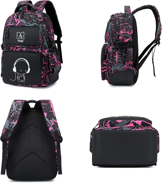 Asge boys backpack for kids camo bookbag for middle school bags travel back pack (Pink)
