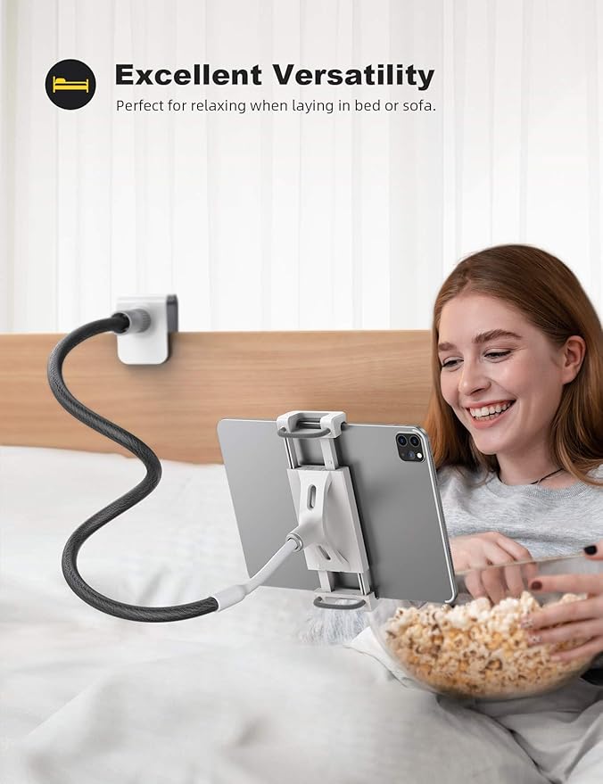 Lamicall Gooseneck Tablet Holder Mount : Flexible Arm Clip Tablet Stand for Bed, Desk Mount Gifts, Compatible with iPad Pro 11", Mini Air, Galaxy Tabs More 4.7 to 10.5" Phones and Tablets