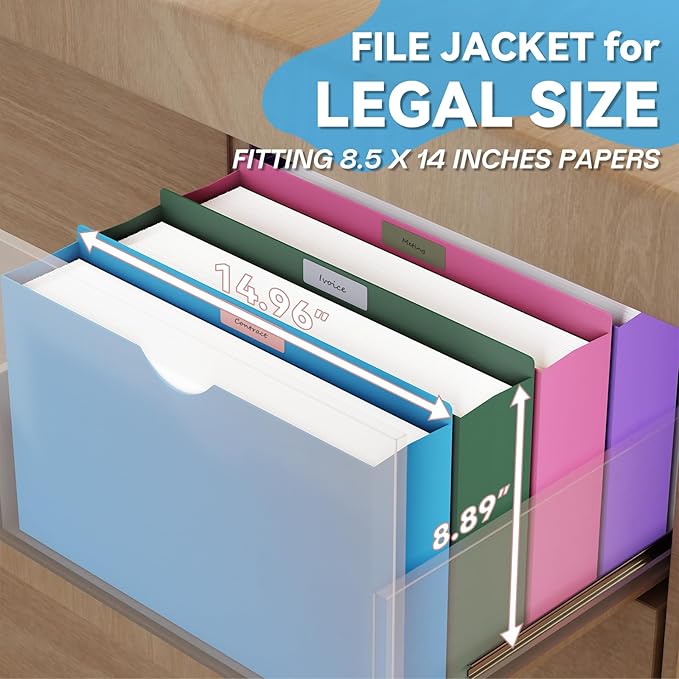 Plastic 2 Inch File Jackets Legal Size,12 Pack Reinforced Job Manilla Pocket Folders,Colored Expanding Accordion File Folders,Heavy Duty Expandable Pocket Files with Straight Cut Tabs
